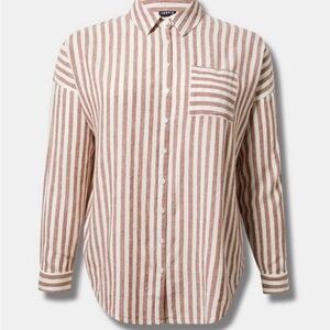 Torrid Brown and White Striped Men's Shirt